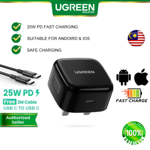 UGREEN 25W PD USB-C Charger with 2M Type C Cable Quick Charge 4.0 QC 3.0 Fast Charging Charger Set For iPhone 17 Pro Max iPhone 16 Pro Max iPad Pro iPad Air Samsung S25 Note 20 Huawei Oppo Vivo Xiaomi Google Pixel Wireless Charge Mobile Device Andr