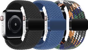 Braided Magnetic Clasp Bands for Kids Watch 38/40/41/42/44/45/46mm Elastic Stretchy Strap Compatible with iWatch Series 11 10 9 8 7 6 5 4 3 2 1 SE3 SE2 SE Girls Boys Small Wrist