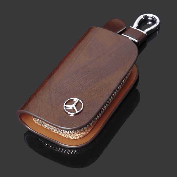 thumbnail image 2 of Leather Car Key Case Bag Cover With Detachable Keyring For Mercedes Benz – Black 2 of 5