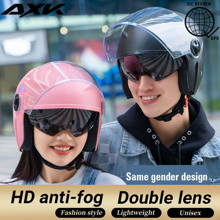 AXK 998 Double Mirror Motorcycle Half Face 54-62cm Helmets