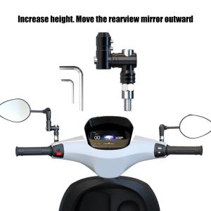 Universal Motorcycle Mirror Mounting Bracket Adjustable Angle Aluminum Adapter Upgrades Suitable for Bikes & E Scooters