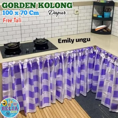 PROMO isi 3 Pcs gorden kolong dapur lengkap murah hordeng kolong dapur plus tali murah