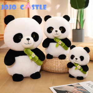 JOJO CASTLE New Cute Panda with Bamboo Plush Toy Soft Stuffed Cartoon Panda Bear Animal  25/35/45cm  Black and White Bear Doll Collection Birthday Gift For Kids Girls
