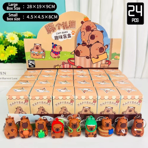 Keychain Capybara Blind Box 24PCS Cartoon acrylic accessories Cute Doll Mystery Box Decoration Pendant Gift for Kids 拉布布 卡皮巴拉 三丽鸥 黄油小熊 钥匙扣