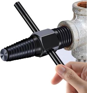 1 set Damaged Screw Extractor - Broken Pipe Remover Easy Out Double Head Manual Water Pipe Valve Faucet Stripped Screw Remove Repair Tool with Rod for 1/2" 3/4" Pipe Tube