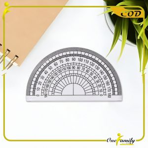 ONE-A108 Busur Derajat Plastik Transparan Plastic Protractor 180 Derajat / Penggaris 180 Half Circle