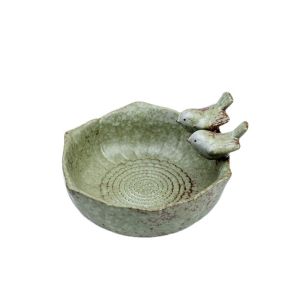 REFENT Vintage Bird Bath Statue Handicraft Ceramic Bird Feeder Crafts Cartoon Hydroponic Flowerpot Lotus