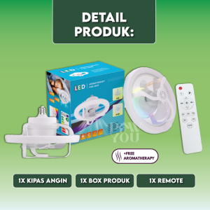 WEWANT Lampu Kipas Angin Plafon Gantung Minimalis RGB Rotation 360° Remote 3 Warna LED