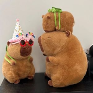 Capybara Plush Simulation Capibara Anime Fluffty Toy Cute Capybara Plush Toys With Backpack Sitting Animals Stuffed Dolls
