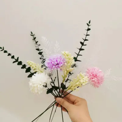 Artificial Flowers Bouquet Chrysanthemum Silk Decor Artificial Flower Arrangements for Wedding Table Decoration Dinner Party Valentines Decoration Living Room(no Vase))