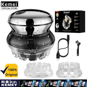 Kemei KM-887 Rechargeable Hair Clipper Haircutter Self-service Electric Shaving Head Portable Washing 360° Rotating Haircut Mens Self-scraping Machine