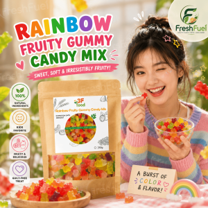 [BUY 1 GET 1] 60% OFF - 3F Food Rainbow Fruity Gummy Candy Mix Colorful Bears 250g Yummy Gummy Snacks