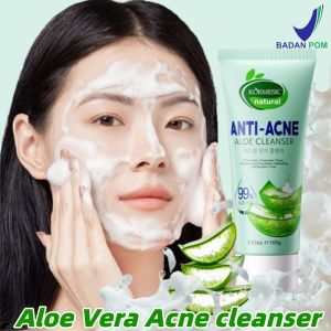 Aloe Facial Wash BPOM Aloe Vera Cleanser Sabun Cuci Muka Lidah buaya Anti Acne Face Wash Pembersih Pemutih Anti Jerawat Penghilang Flek Hitam Tungau Dan Komedo Whitening Facial Wash Cleanser Mencerahkan warna kulit Kontrol Minyak-100gr