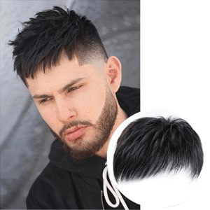 Wig piece mens short straight hair Korean version of handsome peoples hair natural hair size invisible and seamless  of the head reissue block