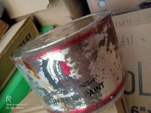 CAT CHROME FINISH ALUMUNIUM PAINT Liter & 0.375 Liter kemasan sudah dalam keadaan berkarat