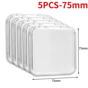 5pcs Transparent Nail Jewelry Storage Box Portable Acrylic Square Container Earring Rings Bracelet Badge Nail Packaging Case