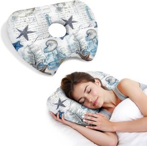 Ear Piercing Pillow with Ear Hole for Side Sleeper Relief Ear PainCotton and Polyester Ear PillowsWashable Ear Guard Pillow