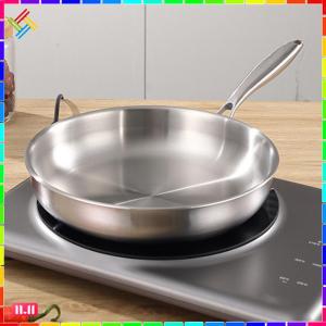 316 Stainless Steel Frying Pan Non-Stick Universal Steak Cooking Pot Even-Heating Flat Bottomed Skillet for Omelette Pancake Steak
