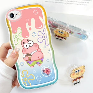 (Free Holder) Hontinga Casing Case For iphone 6 6s 7 8 Plus SE 2020 SE 2022 SE3 SE 3 Case Transparent Clear Cases Anime Spongebob Soft Silicone Full Shockproof Rubber Cases Back Cover Phone Casing Softcase For Girls