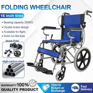 Wheelchair Fully Reclining Wheelchair Folding Portable Multi-functional Ultra light Trolley Rehabilitation Chair