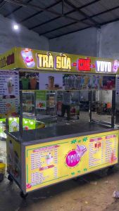 Xe Trà Sữa Nước ép 1m8 đèn nổi siêu sáng Cơ Khí Tân Ngọc Châu 0937.272.899