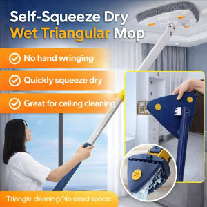 Automatic Squeeze Triangle Floor Mop 360° Rotatable Adjustable Cleaning Mop Hands Free Wash Lazy Mop Dust Mop