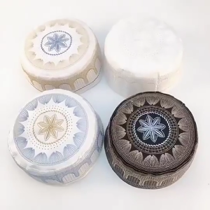 Elegant Cotton Embroidery Prayer Hat for Men Offering Islamic Hijab Turban Hat Multiple Sizes Elevates Your Taste