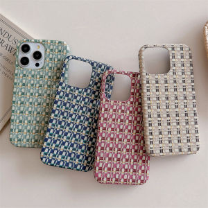 Luxury Cloth Braid Lattice Contrasting Color Phone Case For iPhone 15 14 Plus 13 12 11 Pro Max Slim Shockproof Protection Cover
