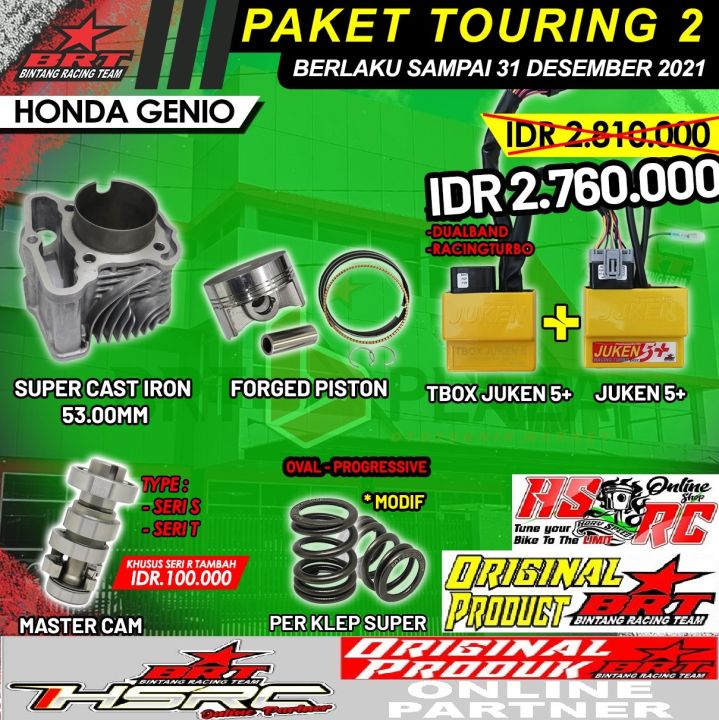 PAKET BLOK Cylinder BRT Bore UP 130 cc Honda GENIO Beat Deluxe