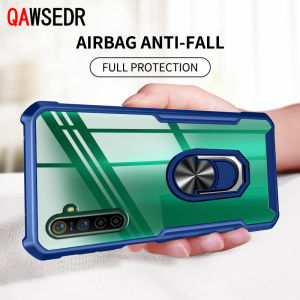 QAWSEDR Case for OPPO Realme 6 6s Pro Ring Holder Anti-Fall Shockproof Transparent Back TPU Phone Casing Soft Cover
