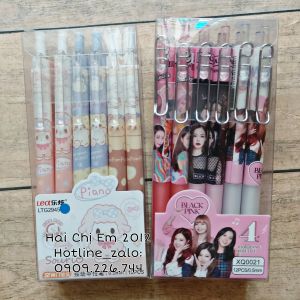 Hộp 12 cây bút gel bấm in họa tiết hoạt hình dễ thương ( mực không xóa được họa tiết bút giao ngẫu nhiên theo giới tính bé )