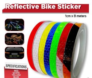 Bicycle PVC Reflective Bike Stickers (1cm x 8 meters) Cars Safety Warning Durable