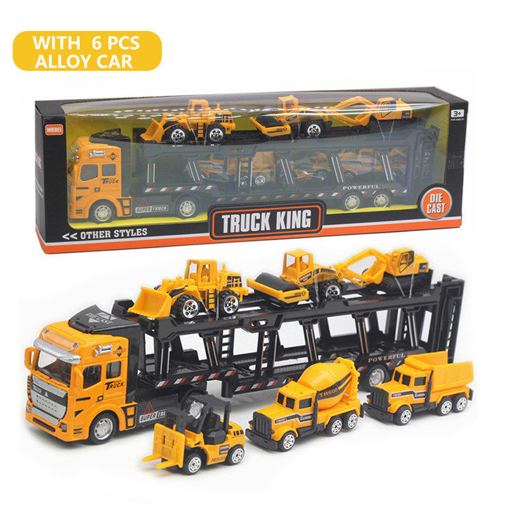 YUNLEO in Construction Truck Toys Die-cast Pull Back Transport Car  Carrier Detachable Metal Car Hauler Lazada PH