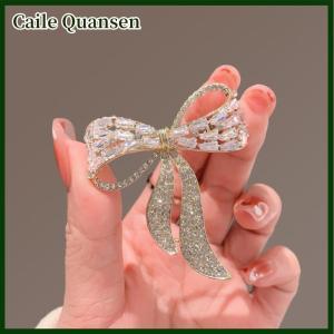 Caile Bow Tie Rhinestone Brooch Female Simple Personality Fashion Pin Suit Anti-light Corsage Jewelry Gift