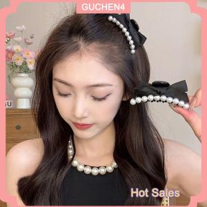 GUCHEN4🎀 Bow ngọc trai nhỏ tóc Claw Clip cô gái tóc đuôi ngựa màu đen chủ barrettes Phụ kiện tóc