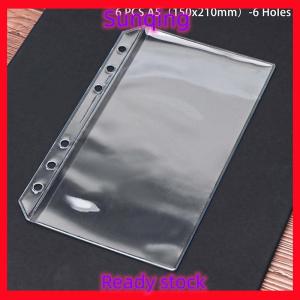 SQ Stationery [Flash Sale] New 6PCS A5 A6 A7 6 Holes 3-layer Double-sided Binder Pockets Transparent Zipper Folders And Side Open Folders Waterproof PVC
