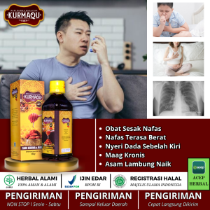 Hasanah Herbal - Obat Sesak Nafas Akibat Asam Lambung Naik Maag Kronis Nafas Terasa Berat Napas Sakit Nyeri Dada Sebelah Kiri Nyeri Dada Sebelah Kanan Mengi Atasi Dengan Madu Herbal Kurmaqu BISA COD