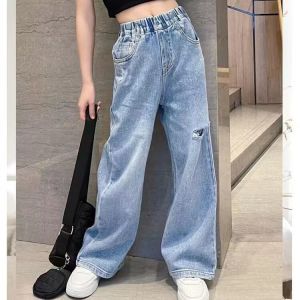 พร้อมส่ง กางเกงยีนส์เด็กญ 3-18ปี ทรงหลวม กางเกงเด็กหญิง เกาหลี *รับประกันคุณภาพ