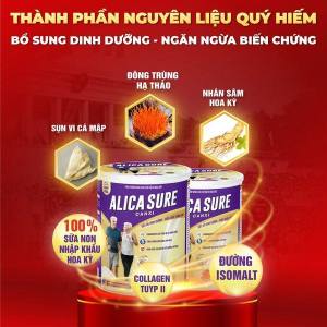 Sữa Sâm Xương Khớp - Alica Sure Canxi giúp Cải Thiện Tình Trạng Đau Nhức Xương Khớp hộp 720g & 400g