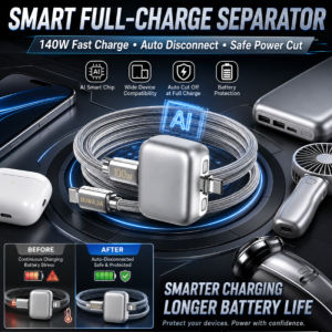 140W Fast Charger Smart Auto Disconnect Charger Auto Power Off with Full Charge Protection Safety Charging Auto Eject USB C Charger for Laptop Phone Intelligent Split Power Adapter