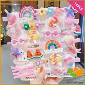 FASHION กิ๊บติดผมเด็ก คลิปหน้าม้า เครื่องประดับผมเด็ก กิ๊บติดผมเจ้าหญิงสุดน่ารัก มี14ในกระเป๋า Childrens hairpin