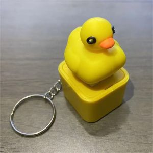 Funny Croaking Yellow Duck Press Light Sound Fidget Toys Keychain USB Rechargeable Keyboard Clicker Keyring Gift For Stress Relief Decompression Toys