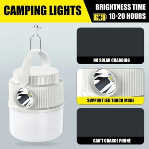 SANX 400W Portable Solar Camping Lights Rechargeable Led Light Camping Lantern Emergency Bulb High Power Tents Lighting Equipment Bulb