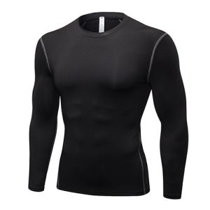HOLA 2022 Men Compression Fitness Training Shirt Tight Sports Gym Long Sleeve Gym Black Yoga Shirt