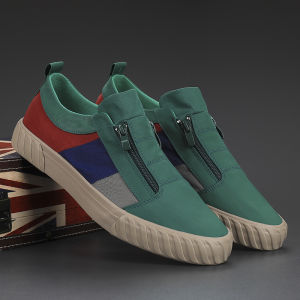 Korea Gaya Sepatu Pantofel Pria Kanvas Kerja Santai Ringan Resleting Lentur Keren Formal Kuliah Sepatu Slip On Tanpa Tali 185