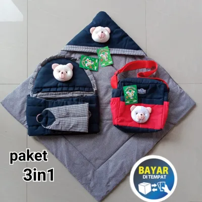 Paket Hemat 3IN1 / TAS BAYI GENDONGAN BAYI DAN SELIMUT BAYI