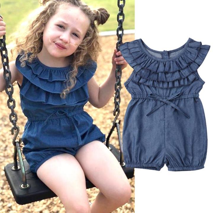Baby Girl Heart Print Flap Pocket Denim Overall Dress Without Tee | SHEIN
