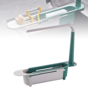 2026 Updated Telescopic Sink Storage Rack Adjustable Kitchen Sink Organizer Rack Expandable Telescopic 2 in 1 Sink Drainer Sponge Soap Holder for Home Kitchen (D - Blue- 1 pcs)