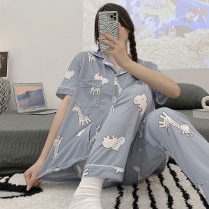 Y&L Fashion #P040 High Quality Cotton Spandex Printed Short Sleeve Pajama Set Home Wear Set
