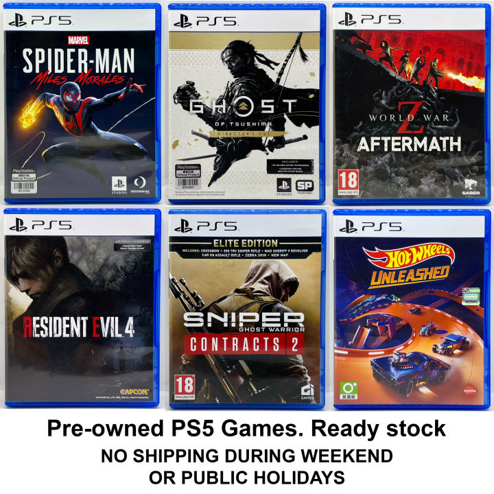 PS5 Original Pre Owned Used SpiderMan Ghost of Tsushima World War Z Resident Evil PlayStation